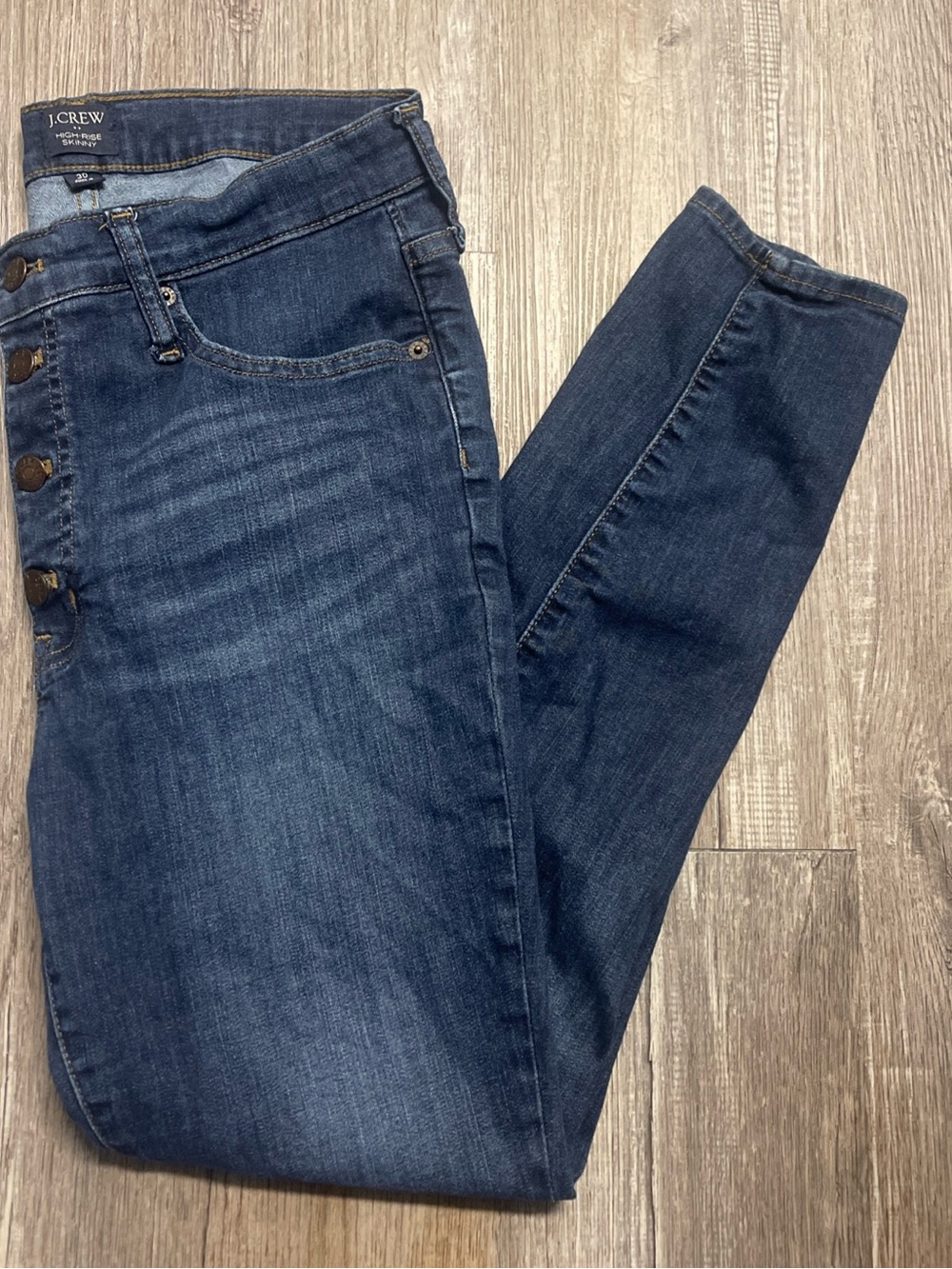 J Crew Jeans 9” High Rise Toothpick Skinny Blue Sz. 30 Button Fly